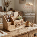 RachvnKa™ Handcrafted Wooden Desk Organizer & Entryway Key Holder – Rustic Desktop Storage Station for Office, Study, & Home Decor